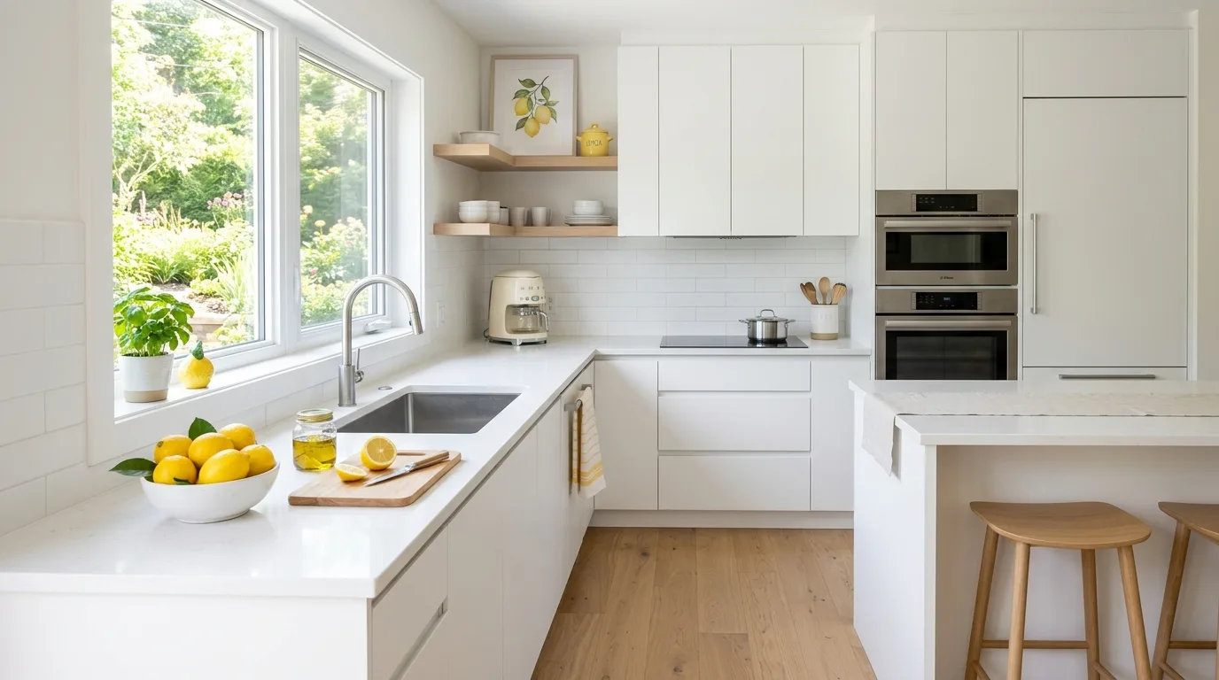 Modern kitchen with subtle lemon accents